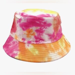 pink yellow orange tie dye bucket hat 100% cotton retro festival cool girl